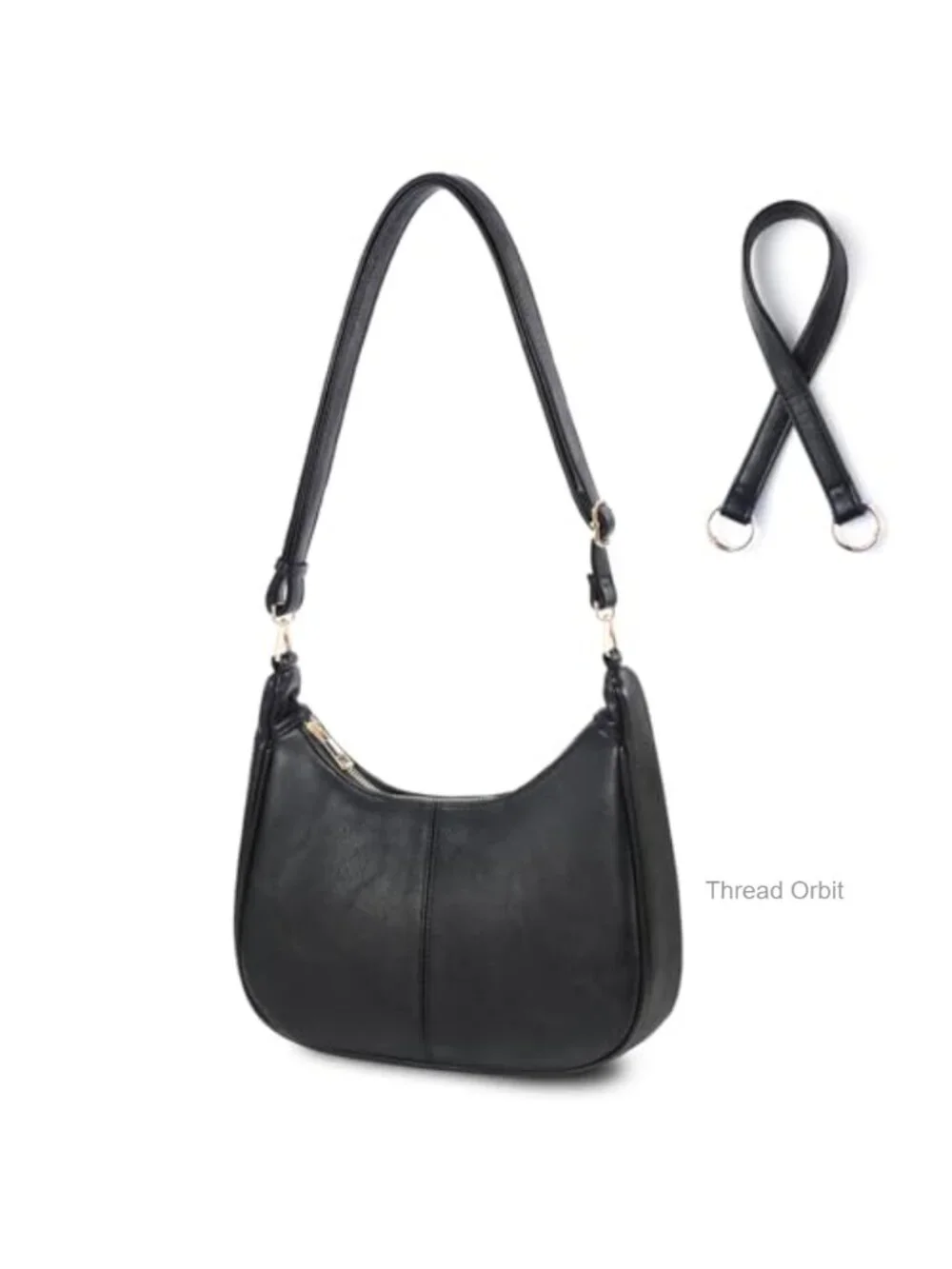 Vegan Leather Hobo Crossbody Bag with 2 Straps
